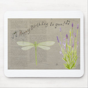 dragonfly happy birthday mouse pad