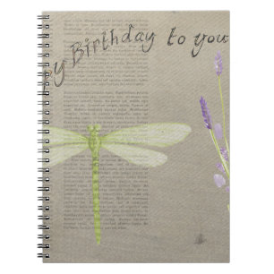 dragonfly happy birthday spiral notebook