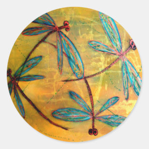 Dragonfly Haze Classic Round Sticker