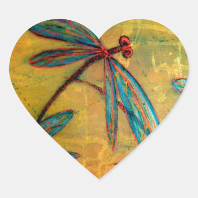 Dragonfly Haze Heart Sticker (Front)