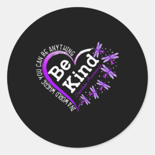 Dragonfly Heart Be Kind Purple Overdose Awareness Classic Round Sticker