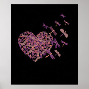 Dragonfly Heart Flying out of Heart Lover Classic Poster