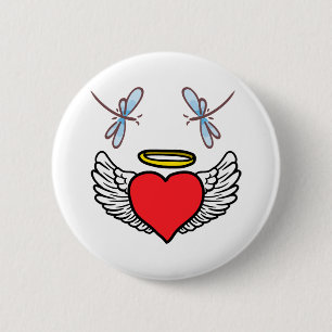 dragonfly heart for women 6 cm round badge