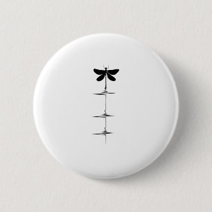 Dragonfly Heartbeat EKG Pulse Nature Insect Dragon 6 Cm Round Badge