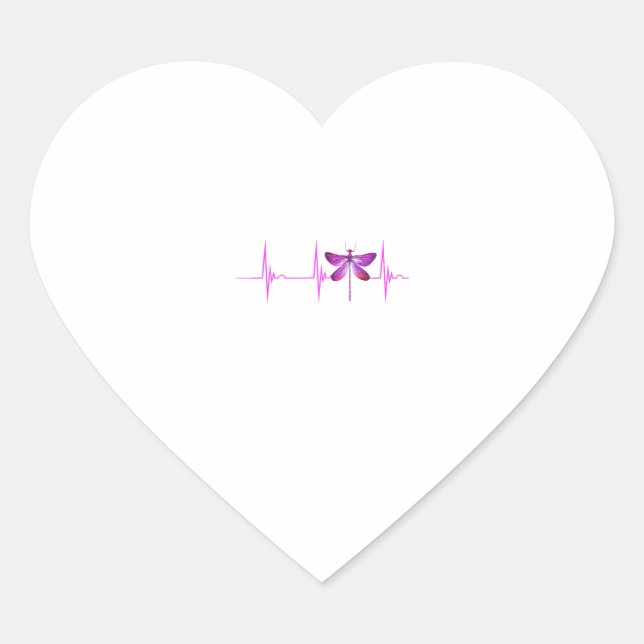 Dragonfly Heartbeat EKG Pulse Nature Insect Dragon Heart Sticker (Front)