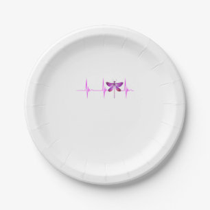 Dragonfly Heartbeat EKG Pulse Nature Insect Dragon Paper Plate