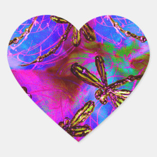 Dragonfly Hippy Flit Heart Sticker