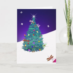 dragonfly holiday tree card