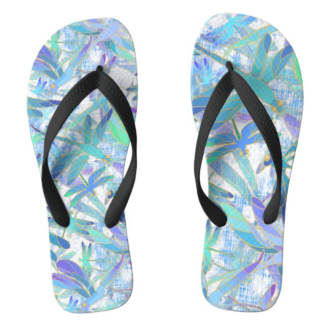 Dragonfly Holiday | White Jandals (Footbed)