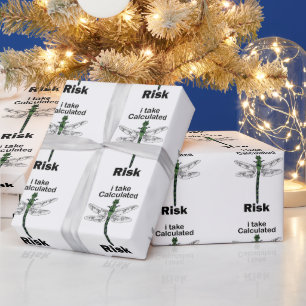 Dragonfly I Take Calculated Risk Funny Wrapping Paper