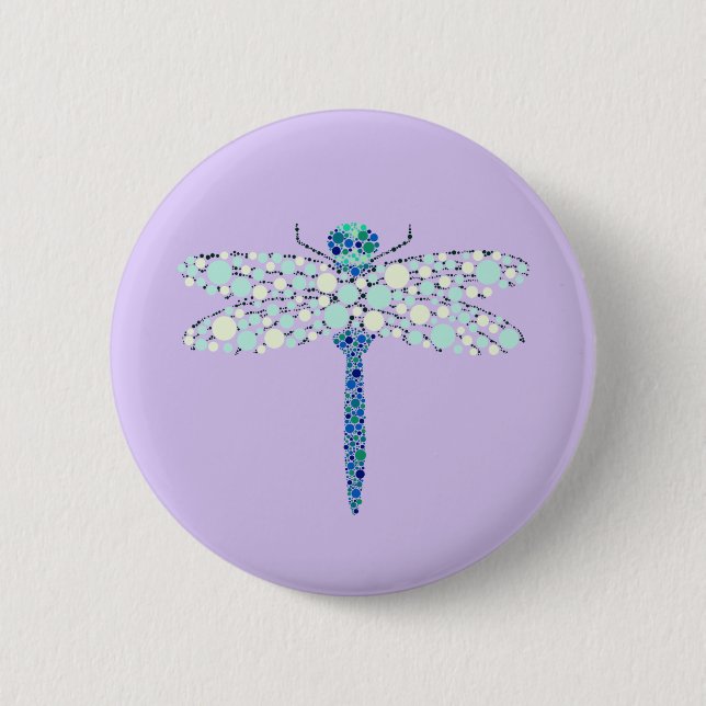 Dragonfly In Dots 6 Cm Round Badge (Front)