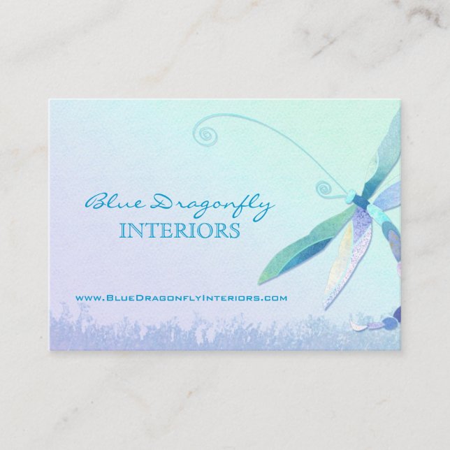 Dragonfly in Dreamy Field Unique Business Card (Front)