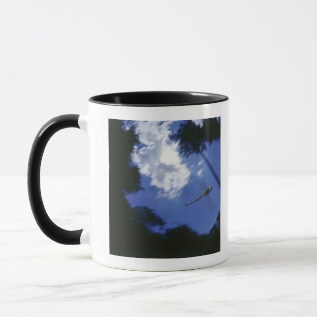 Dragonfly in flight, flapping wings mug (Left)