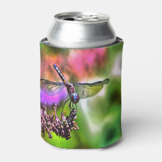 Dragonfly In Green and Blue Realistic Painting Can Cooler