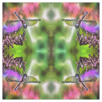 Dragonfly In Green and Blue Realistic Painting Fabric