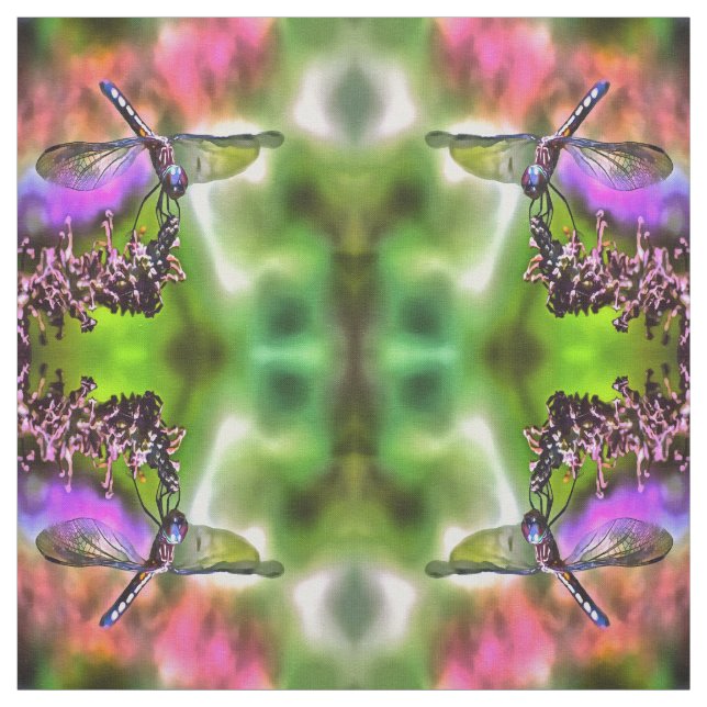 Dragonfly In Green and Blue Realistic Painting Fabric (Swatch)