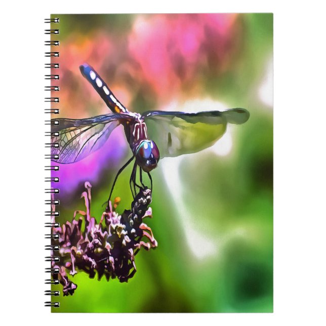 Dragonfly In Green and Blue Realistic Painting Spiral Notebook (Front)