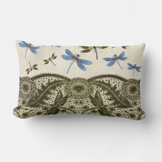 Dragonfly in Lace Lumbar Cushion (Front)