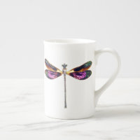 Dragonfly in Silver, Gold, Purple and Black