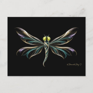 Dragonfly in Teal and Gold Filigree Postcard