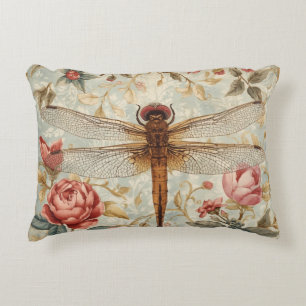Dragonfly in The Flowers Garden Pattern Decorative Cushion