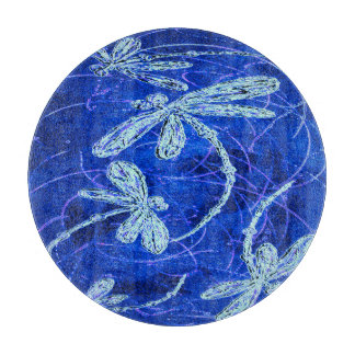 Dragonfly Indigo Dance Cutting Board