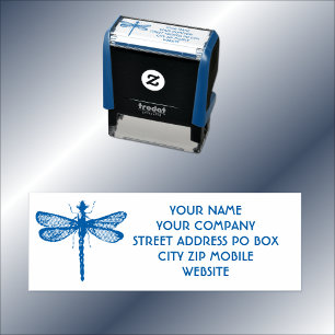 dragonfly insect business personal address self-inking stamp