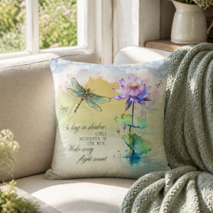 Dragonfly Inspirational Quote & Watercolor Design Cushion