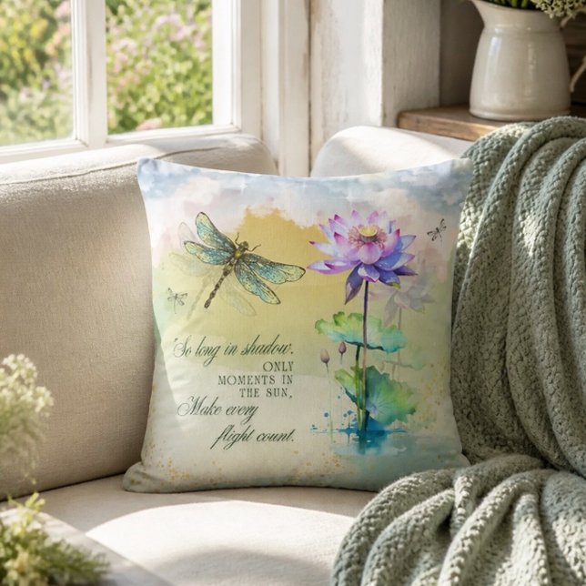 Dragonfly Inspirational Quote & Watercolor Design Cushion (Creator Uploaded)