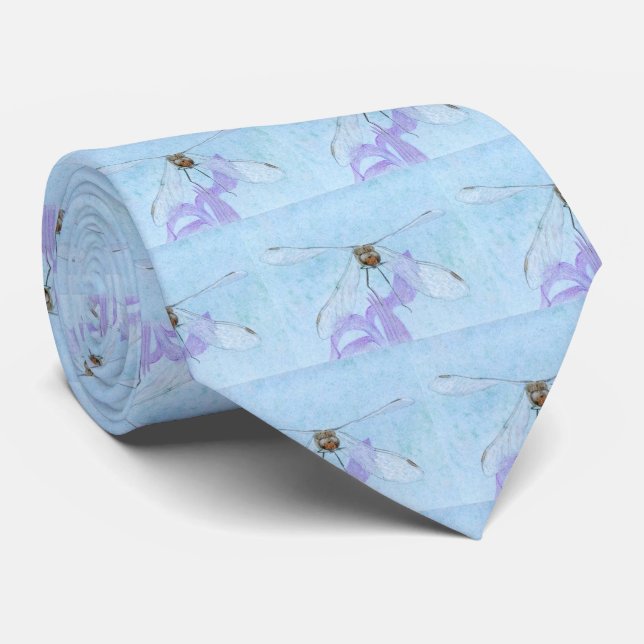Dragonfly Landing Watercolor Tie (Rolled)