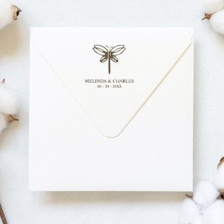 Dragonfly Logo for Wedding or Event Rubber Stamp