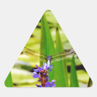 Dragonfly lotus and purple flower triangle sticker