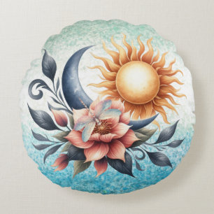 Dragonfly Lotus Flower Meditation Round Cushion