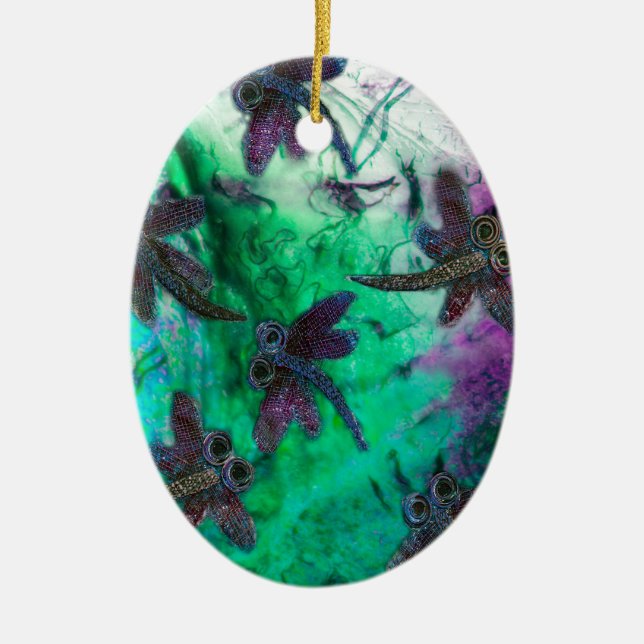 Dragonfly Magic Ceramic Tree Decoration (Front)