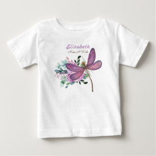 Dragonfly Make A Wish Purple NAMED New Baby Gift T-Shirt