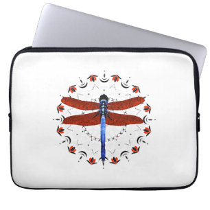 Dragonfly Mandala Red Tulips Dragonfly Pattern Laptop Sleeve