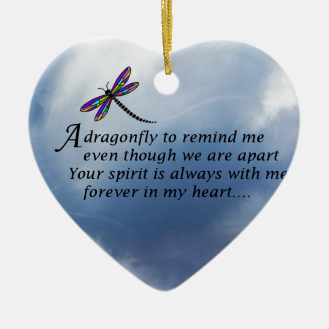 Dragonfly  Memorial Poem Ceramic Tree Decoration (Front)