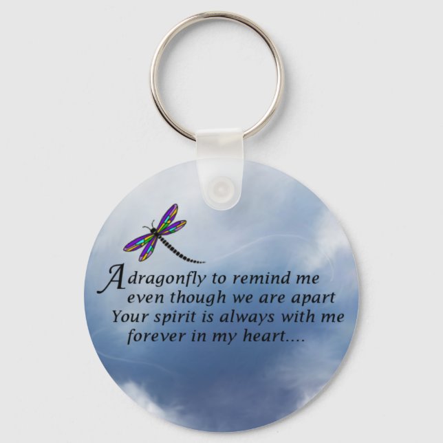 Dragonfly  Memorial Poem Key Ring (Front)