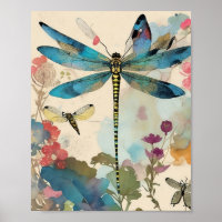 Dragonfly Mixed Media Collage Ephemera Decoupage