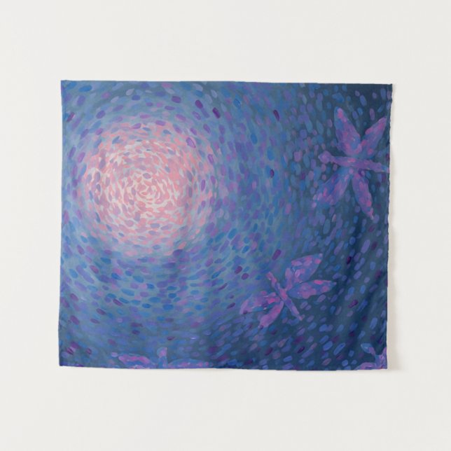 Dragonfly Moon Tapestry (Front (Horizontal))