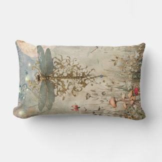 Dragonfly Moonlight in the Fairy Garden Lumbar Cushion