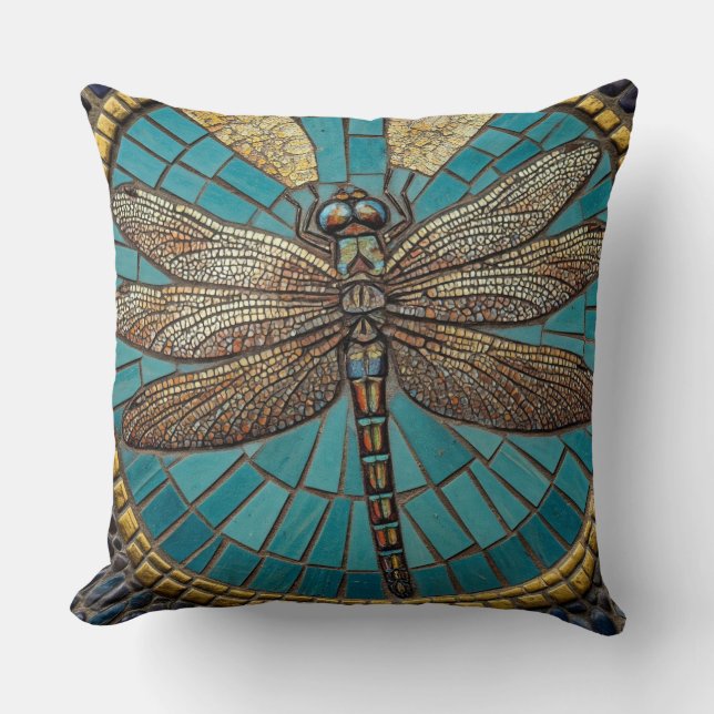 Dragonfly Mosaic Art Cushion (Front)
