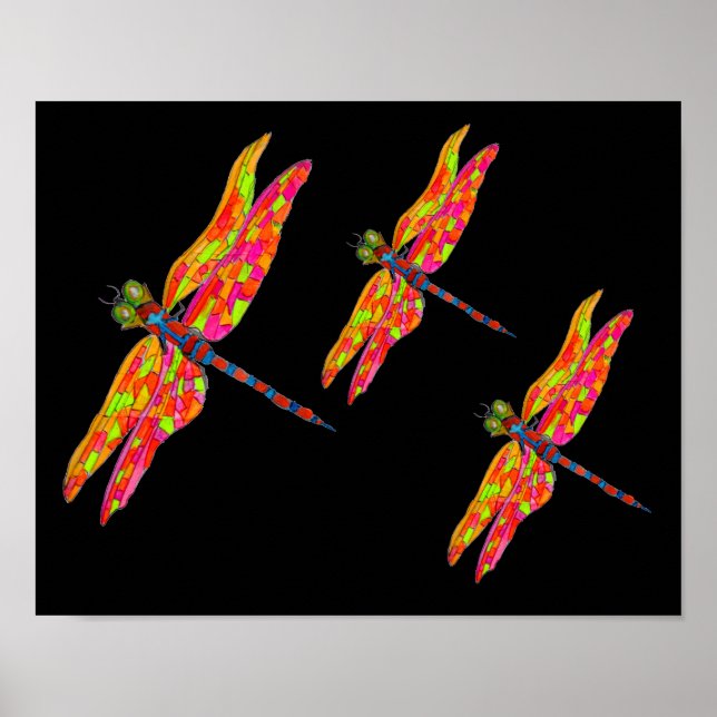 Dragonfly neon room art poster (Front)