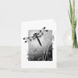 Dragonfly Note Card - Black & White