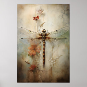 Dragonfly On A Flower Print, Seascape Printable Poster