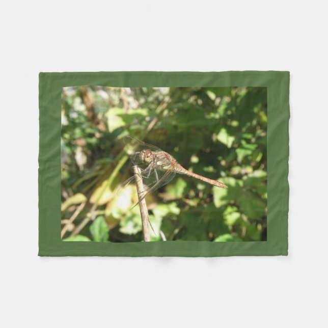 Dragonfly on a Twig Fleece Blanket (Front (Horizontal))