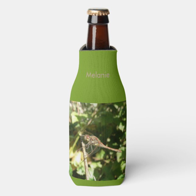 Dragonfly on a Twig Personalised Bottle Cooler (Bottle Front)