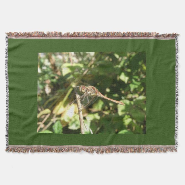 Dragonfly on a Twig Throw Blanket (Front)