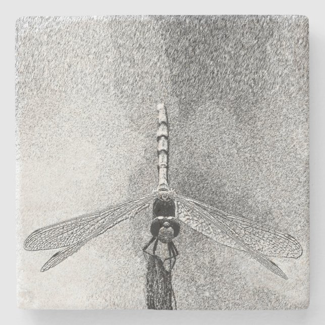 Dragonfly on Branch Stone Coaster (Front)