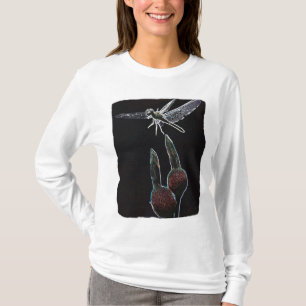 Dragonfly on Flower Glowing Edges T-Shirt